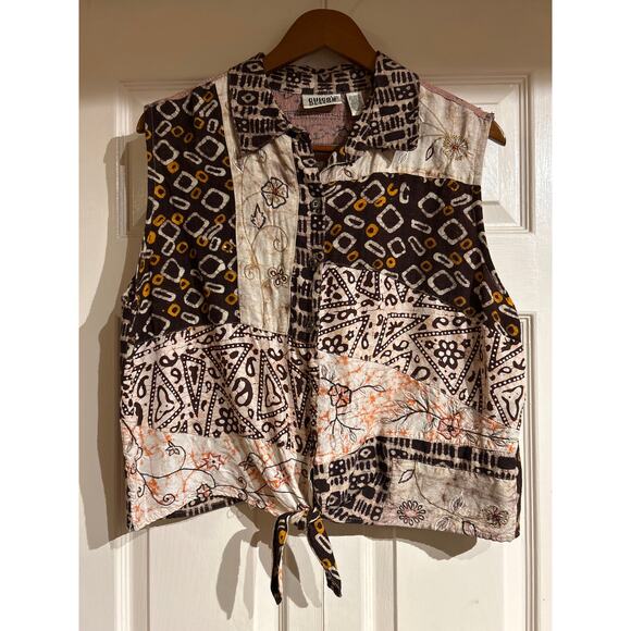 Chico’s Vintage Silk Linen Rayon Sleeveless Blouse - Picture 1 of 10